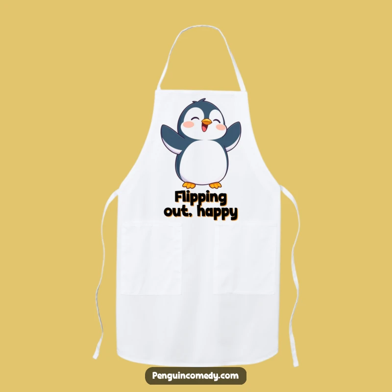 Funny Joyful Penguin Flapping Apron - Kitchen Cheerleader Gear
