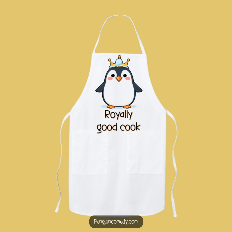 Funny Happy Penguin Crown Apron - Cook with Joy and Royal Flair Gift
