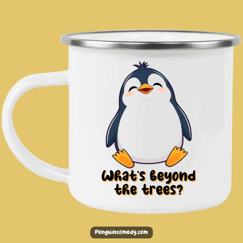 Funny Giggling Penguin Camping Mug: Curious Companion for Adventures