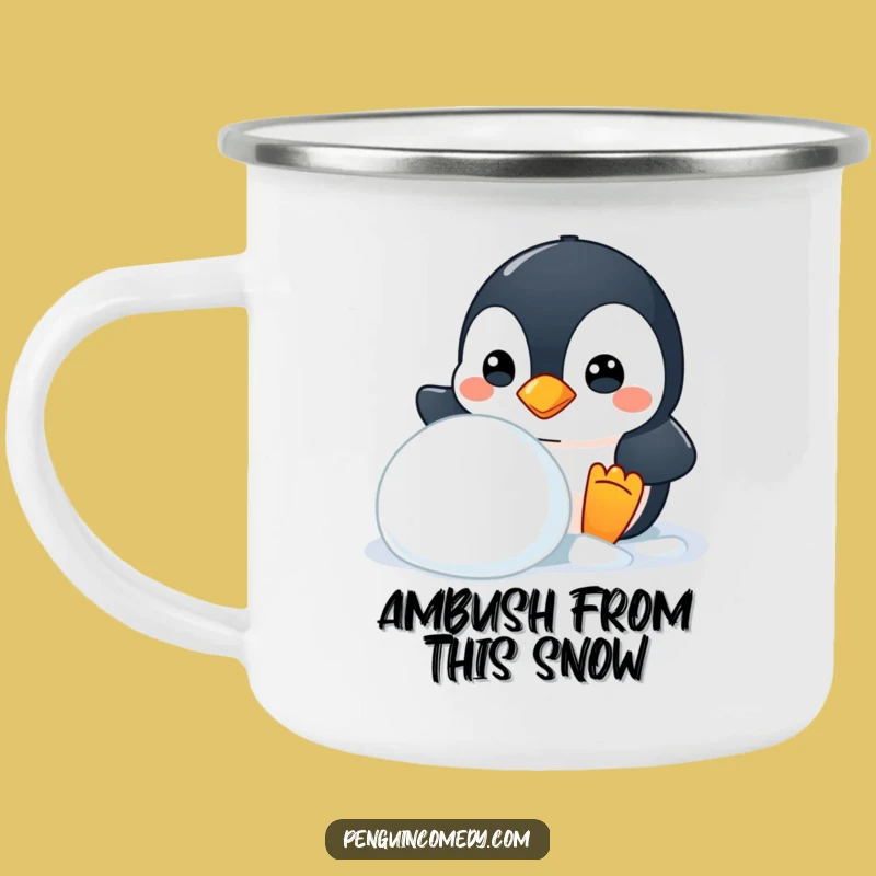 Funny Mischievous Penguin Camping Mug - Sneaky Sips in the Wild Gift