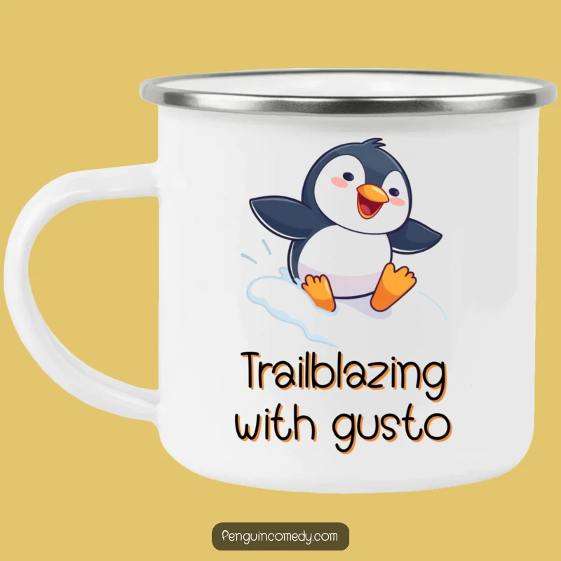 Funny Penguin Sliding Camping Mug: Adventure Fuel for Your Winter Spirit