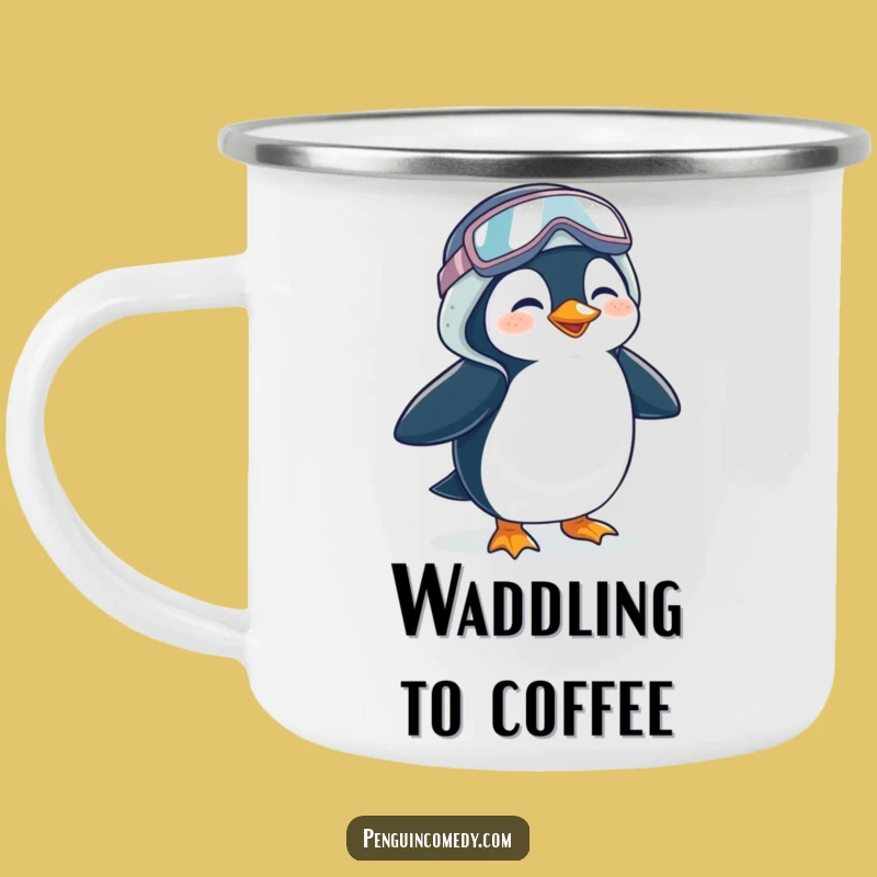 Funny Penguin Camping Mug - Giggling Waddler, Comical Outdoor Gift
