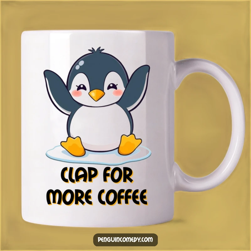 Funny Penguin Ice Clap Mug: Hilarious Penguin's Playful Joy Makes a Great Gift