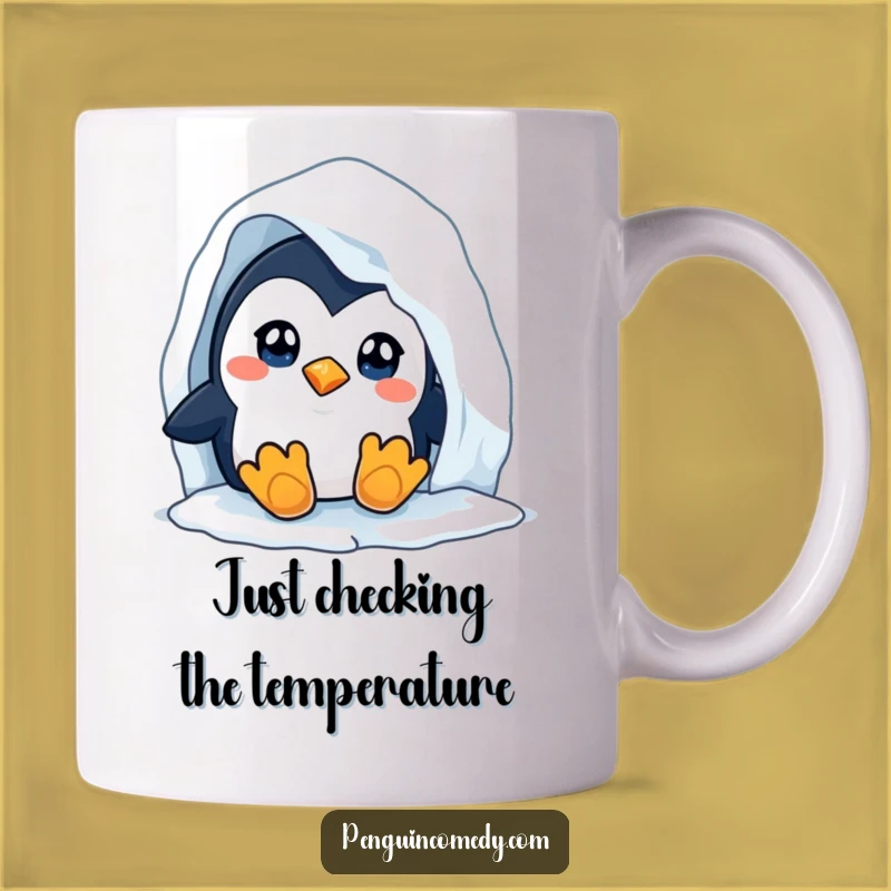 Funny Curious Penguin Mug - Adorable Arctic Animal Peeking Alert Gift Idea