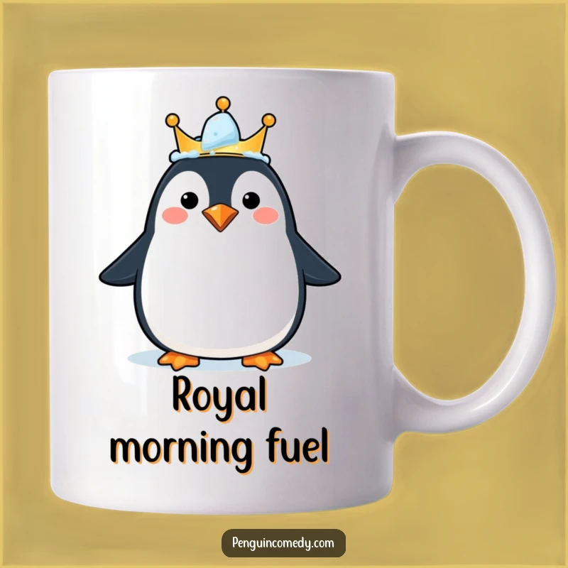 Funny Happy Penguin Crown Mug - Royal and Hilarious Gift for Penguin Fans