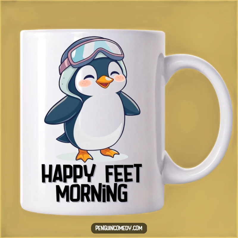 Funny Giggling Penguin Mug - Waddling in Galoshes, Hilarious Gift Idea