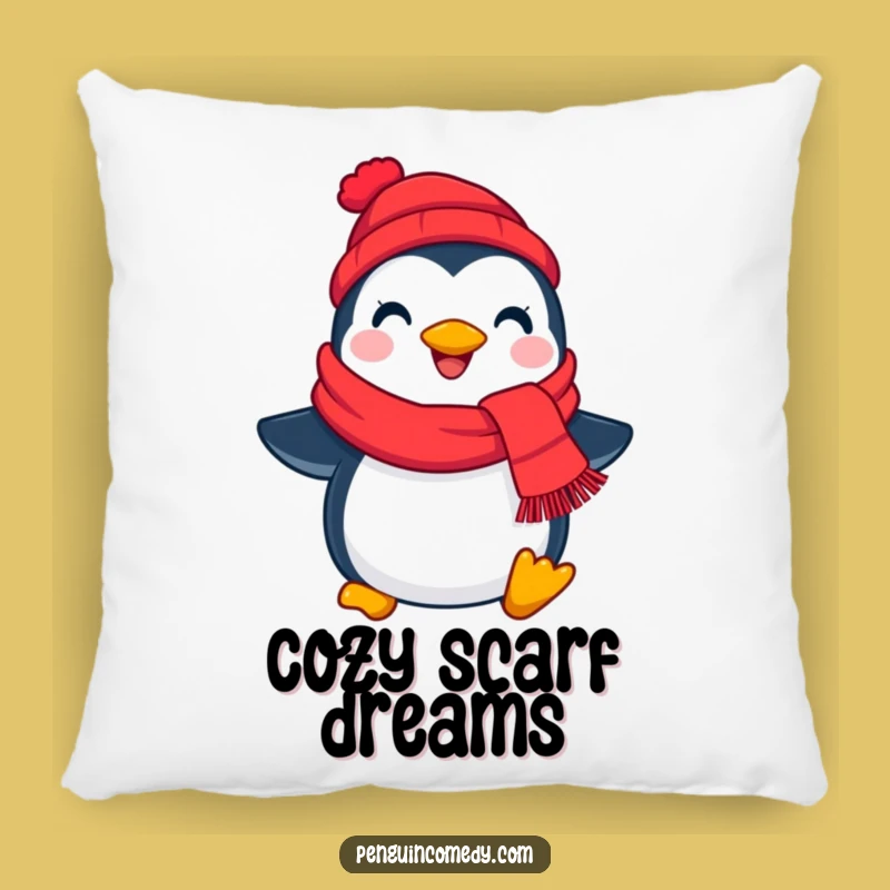Funny Penguin Scarf Pillow: Cozy Winter Accent, Adorable Bird Gift!