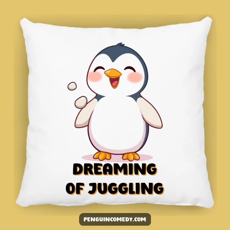 Funny Penguin Pillow - Juggling Joy Cushion, Cozy Playful Decor Gift