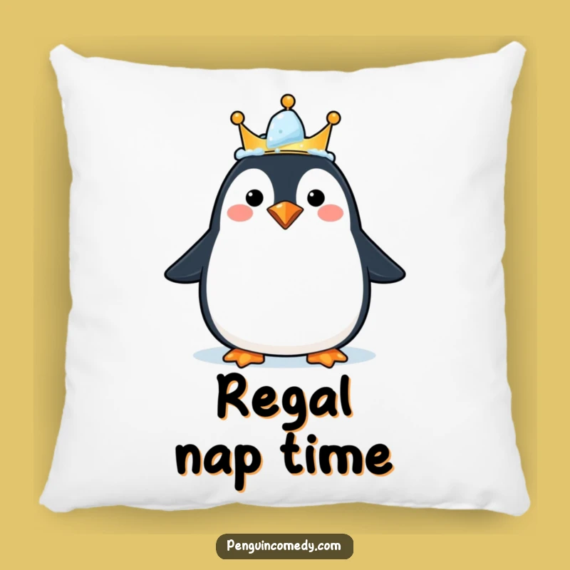 Funny Happy Penguin Crown Pillow - Plush Comfort with Royal Flair Gift