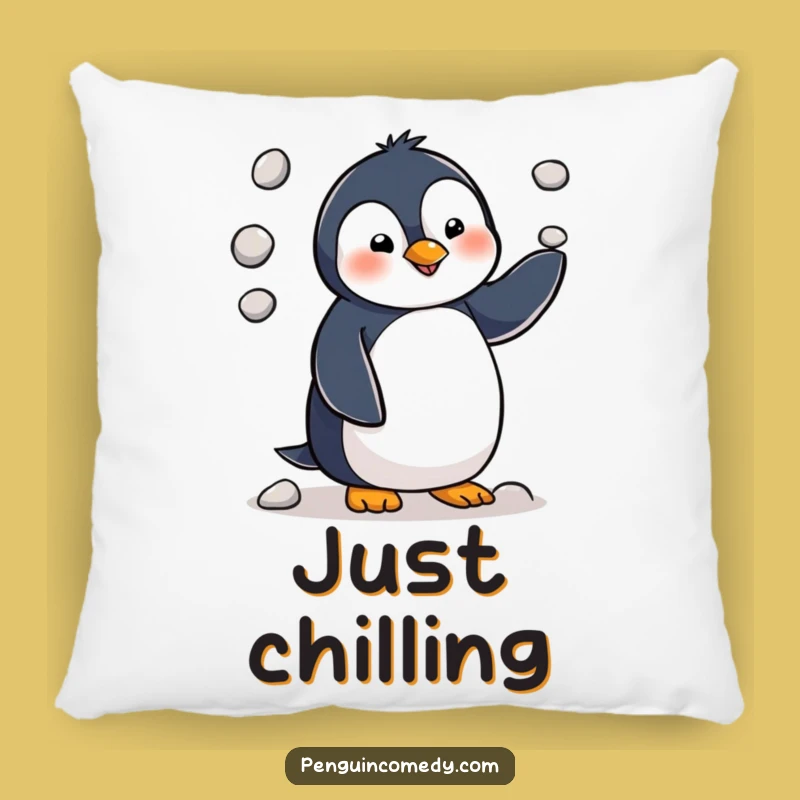 Funny Penguin Juggling Pillow - Cozy Humor for Your Couch!