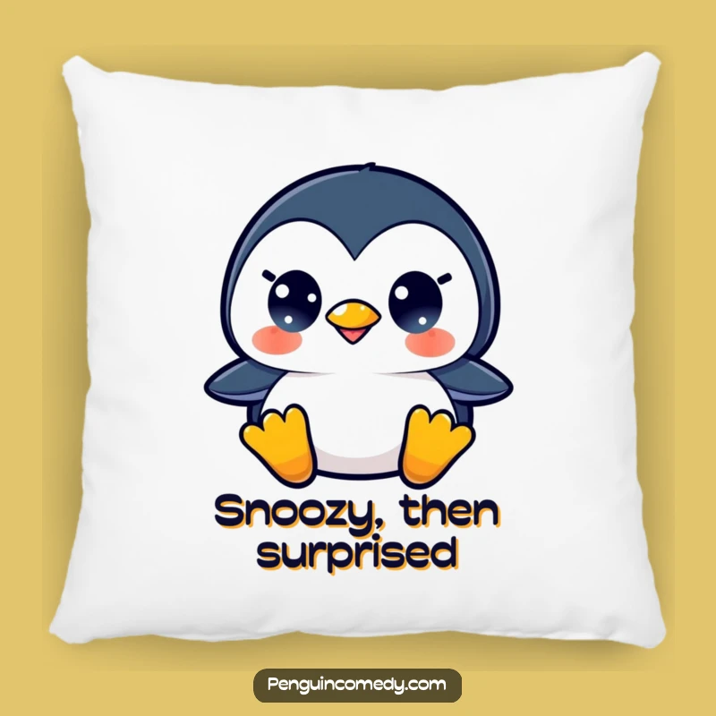 Funny Surprised Penguin Pillow - Soft, Hilarious Accent Cushion Gift