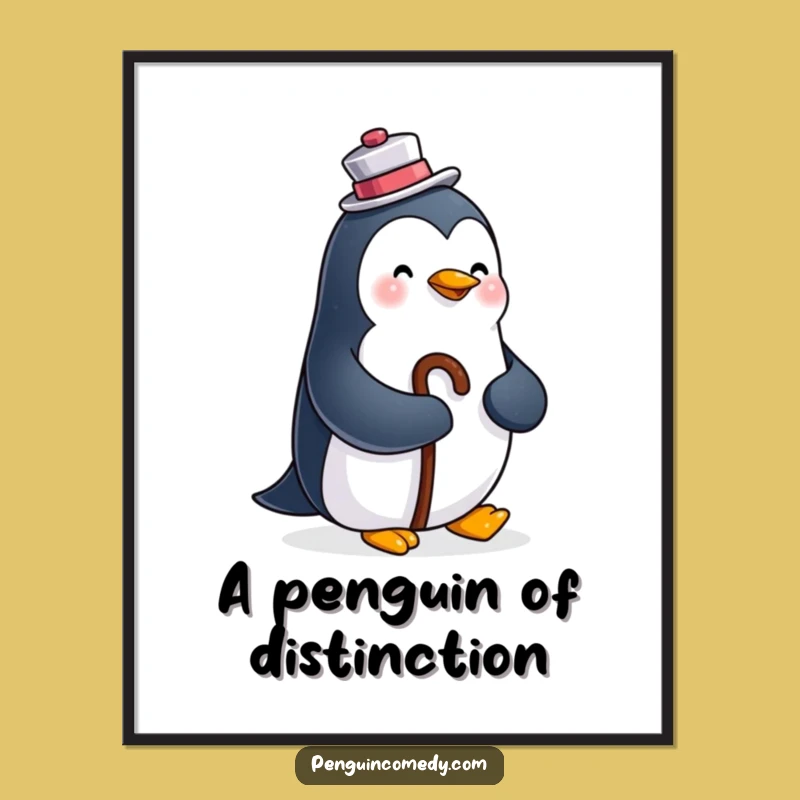 Funny Happy Penguin Digital Art: Instant Dapper Style for Your Walls