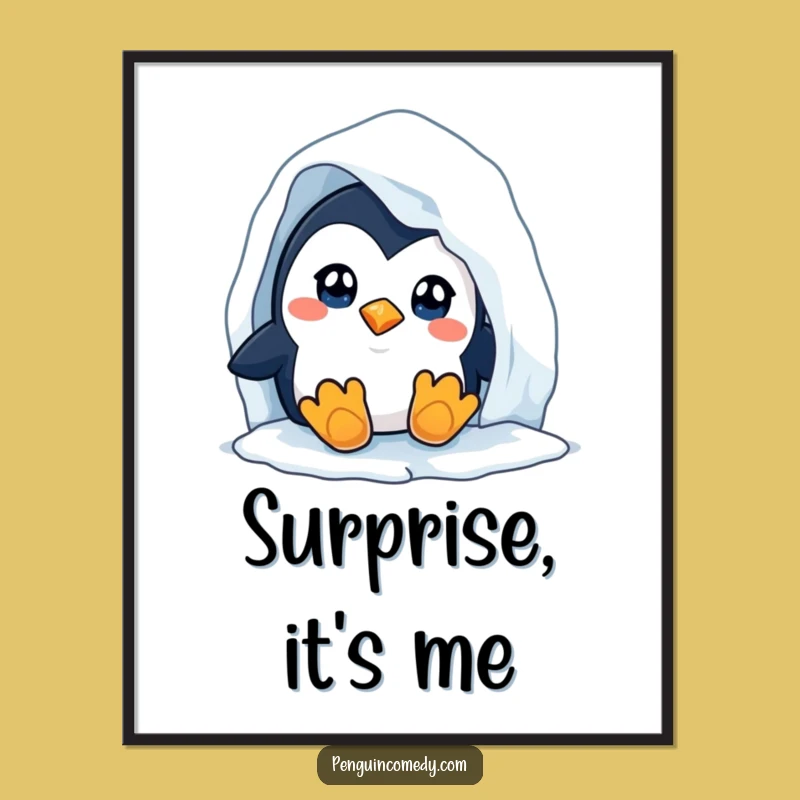 Funny Penguin Digital Art - Curious Penguin Scene, Printable Wall Decor Gift