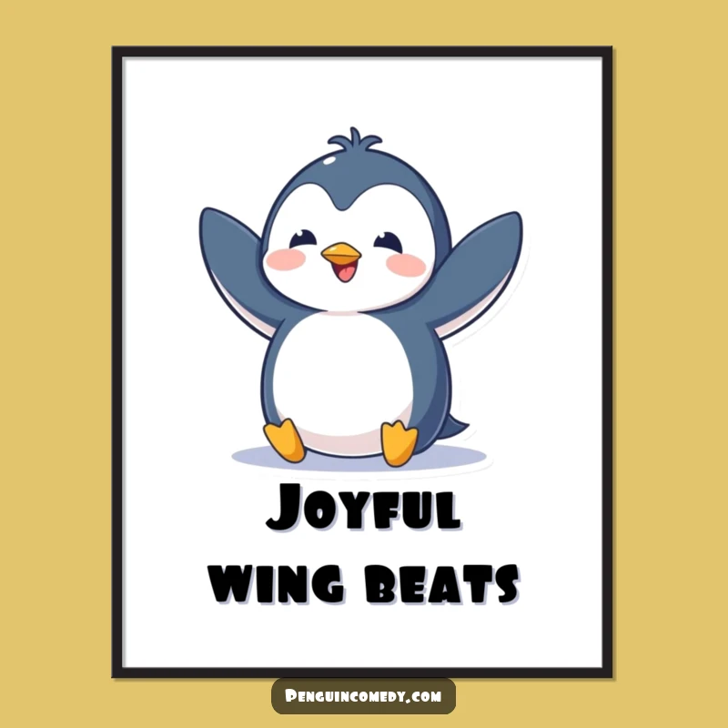 Funny Penguin Flap Digital Art - Joyful Decor Funny Gift