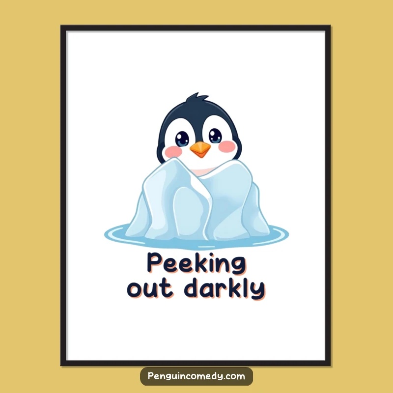 Funny Penguin Peeking Digital Art - Printable Arctic Curiosity Decor