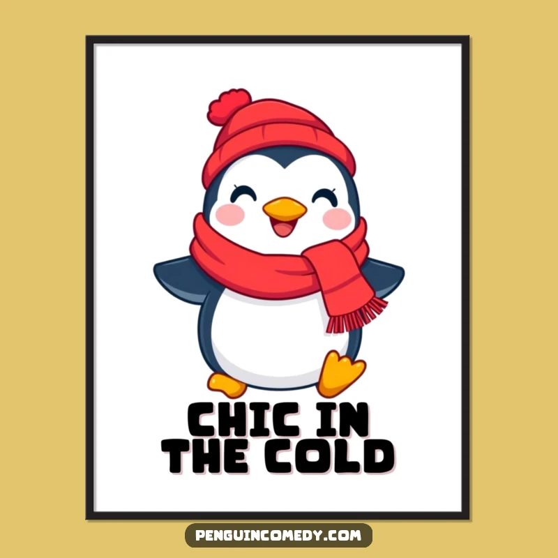 Funny Penguin Scarf Digital Art: Instant Winter Cheer Download!