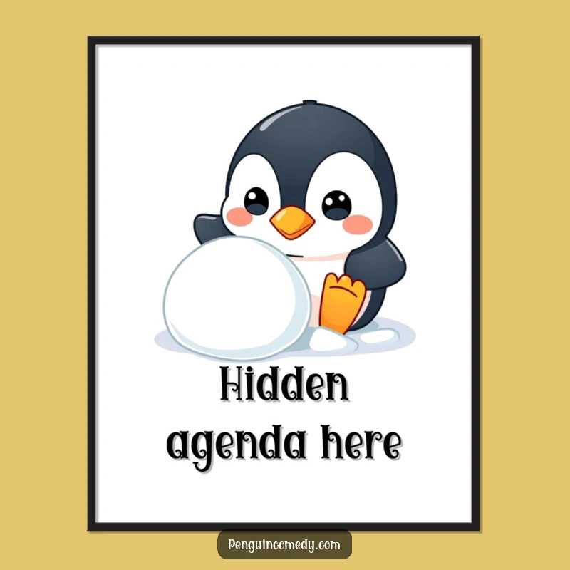 Funny Mischievous Penguin Digital Art - Instant Playful Sneaky Print Gift