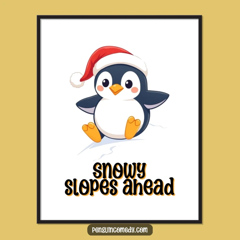 Funny Penguin Santa Hat Digital Art: Instant Holiday Laughs, Perfect Decor!