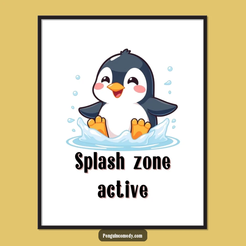 Funny Penguin Splash Digital Art: Instant Icy Joy, Perfect Wall Decor!