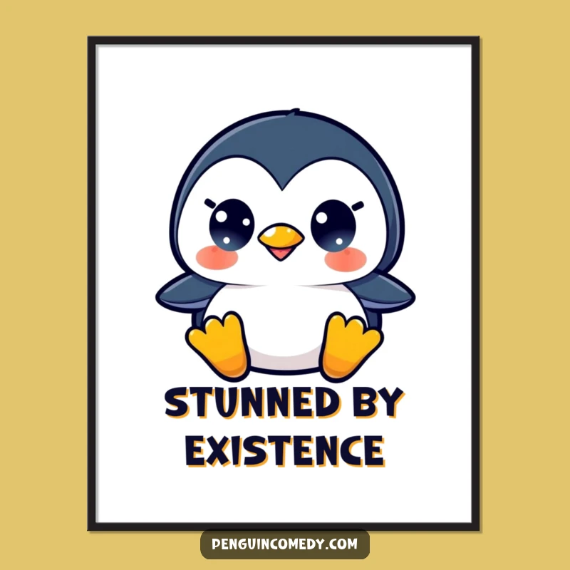 Funny Surprised Penguin Digital Art - Instant Hilarious Downloadable Print Gift