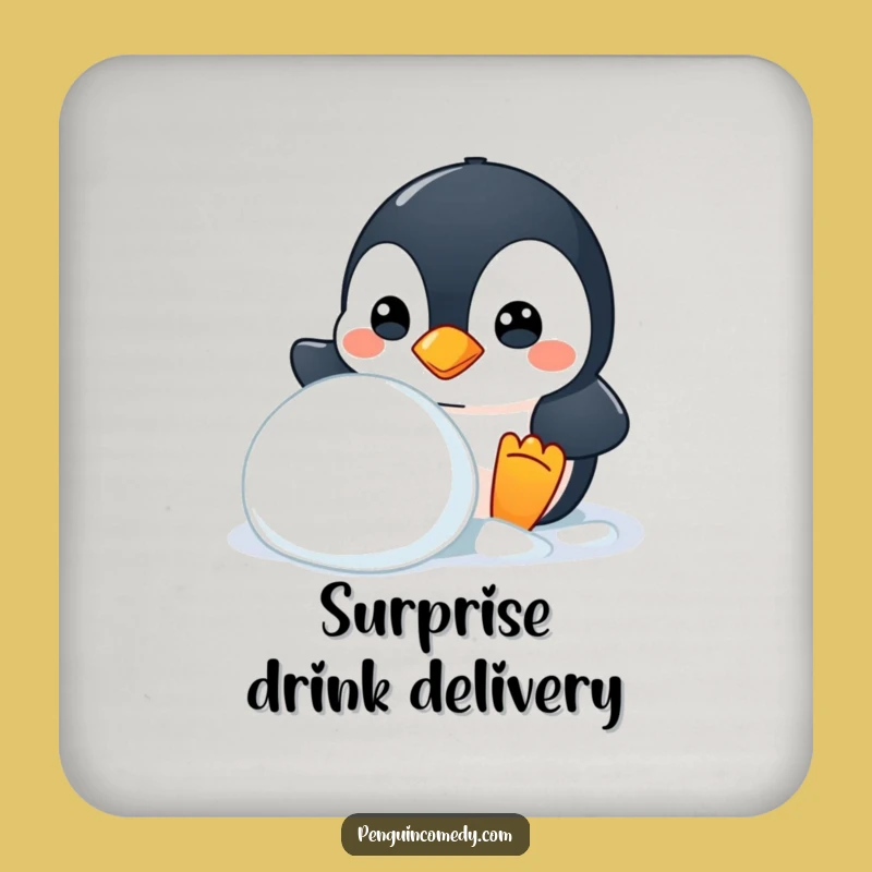 Funny Mischievous Penguin Drink Coaster - Protect Surfaces with Playful Charm Gift