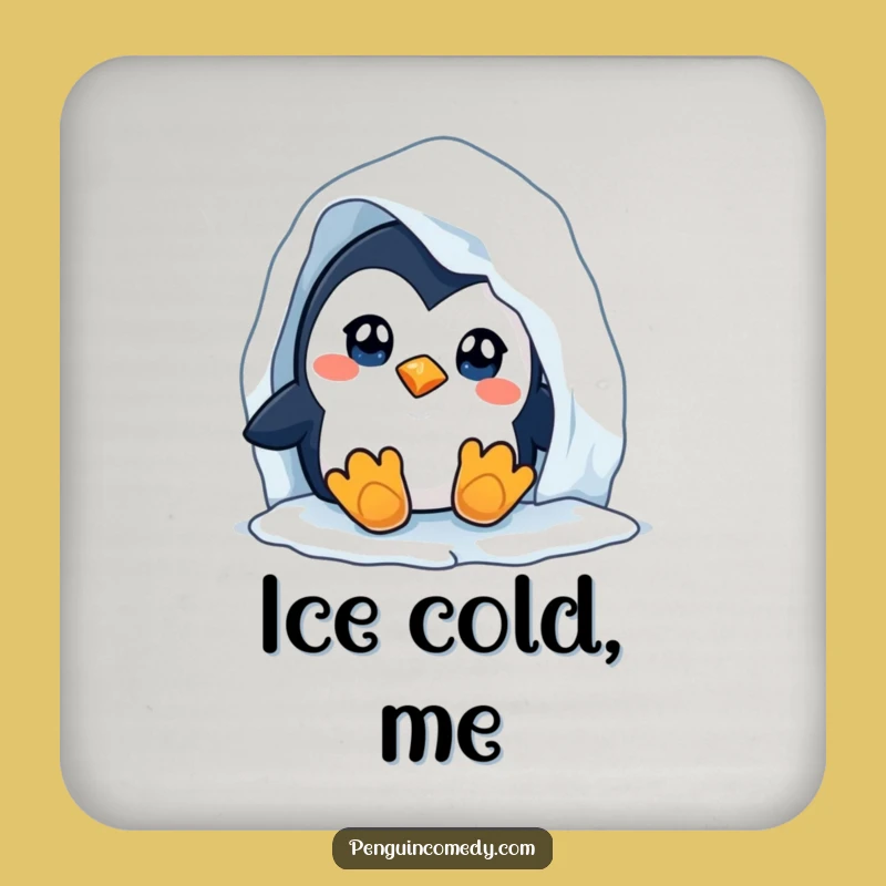 Funny Penguin Coaster - Curious Drink Protector, Arctic Decor Gift