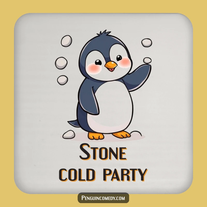 Funny Penguin Juggling Coasters - Protect Surfaces with Humor!