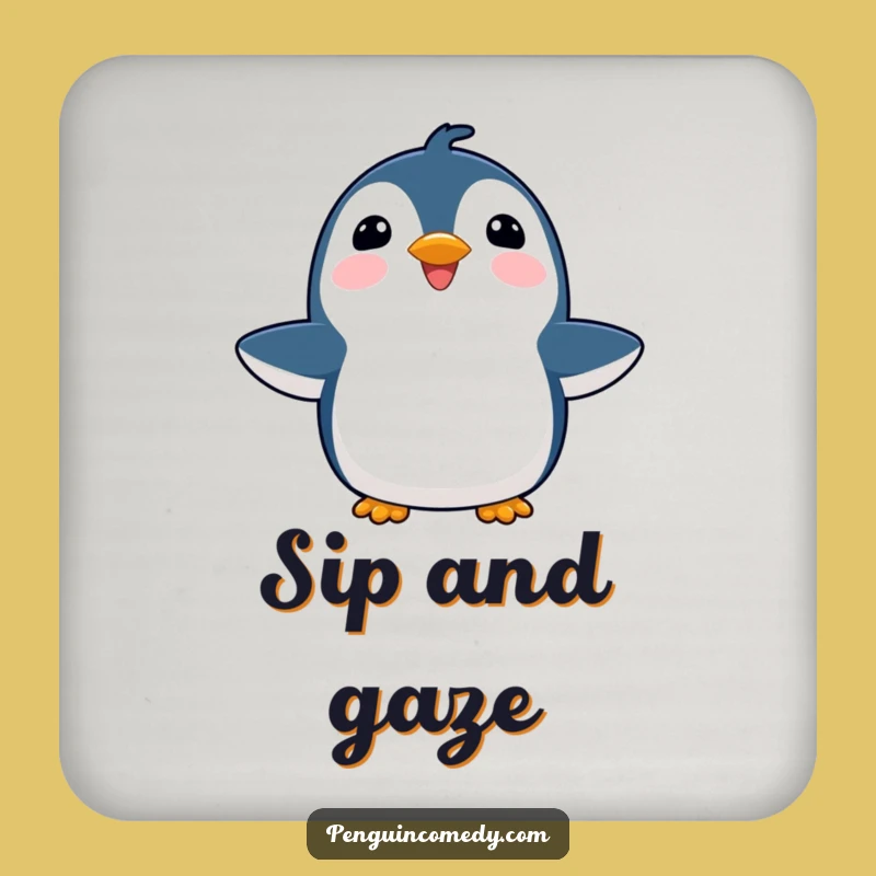 Funny Penguin Joyful Coaster: Protect Surfaces with Optimism!