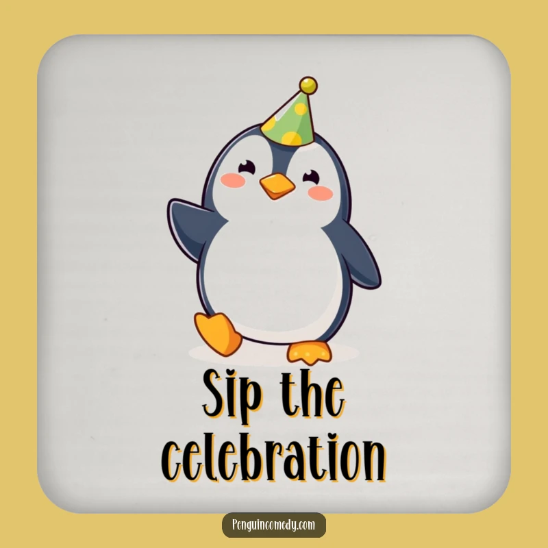 Funny Penguin Party Coaster: Protect Surfaces with This Waddler's Joy