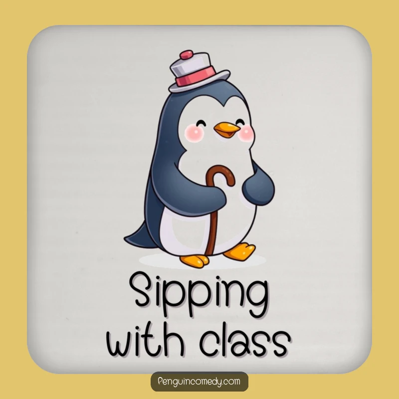 Funny Happy Penguin Coasters: Protect Surfaces with Dapper Charm