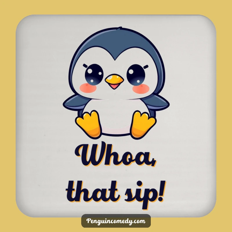 Funny Surprised Penguin Drink Coaster - Hilarious Protection for Surfaces Gift