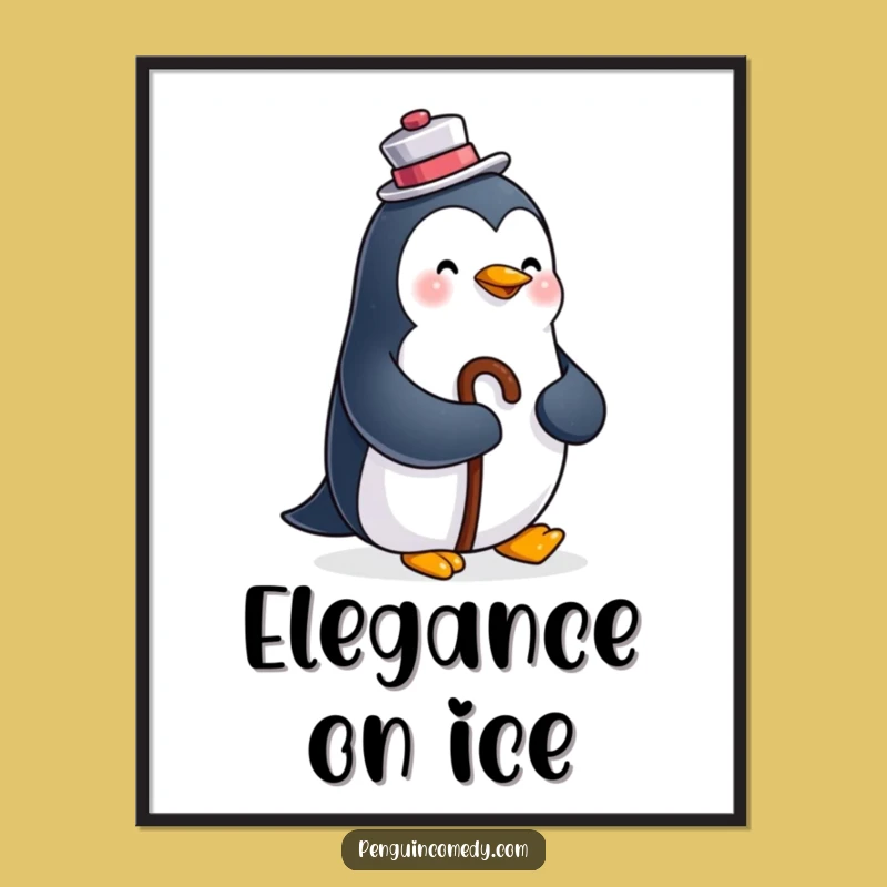 Funny Happy Penguin Poster: Dapper Gentleman Art for Your Walls