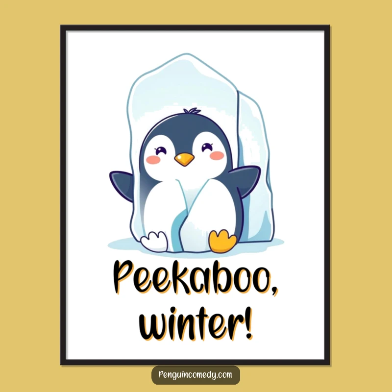 Funny Penguin Iceberg Poster: Arctic Wall Art, Hilarious Decor!