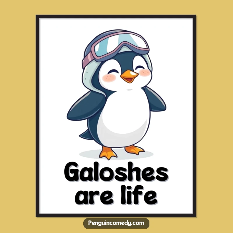Funny Penguin Poster - Giggling Waddler Art, Comical Decor Gift