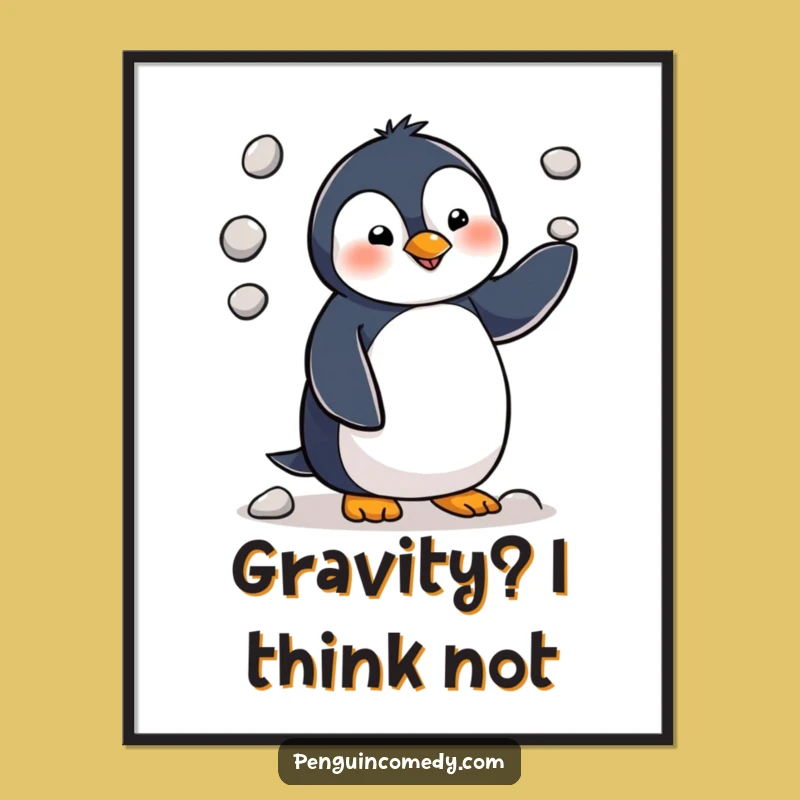Funny Penguin Juggling Art Print - Hilarious Wall Decor!