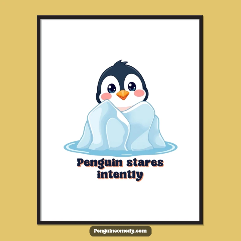 Funny Penguin Peeking Poster - Arctic Curiosity Wall Art