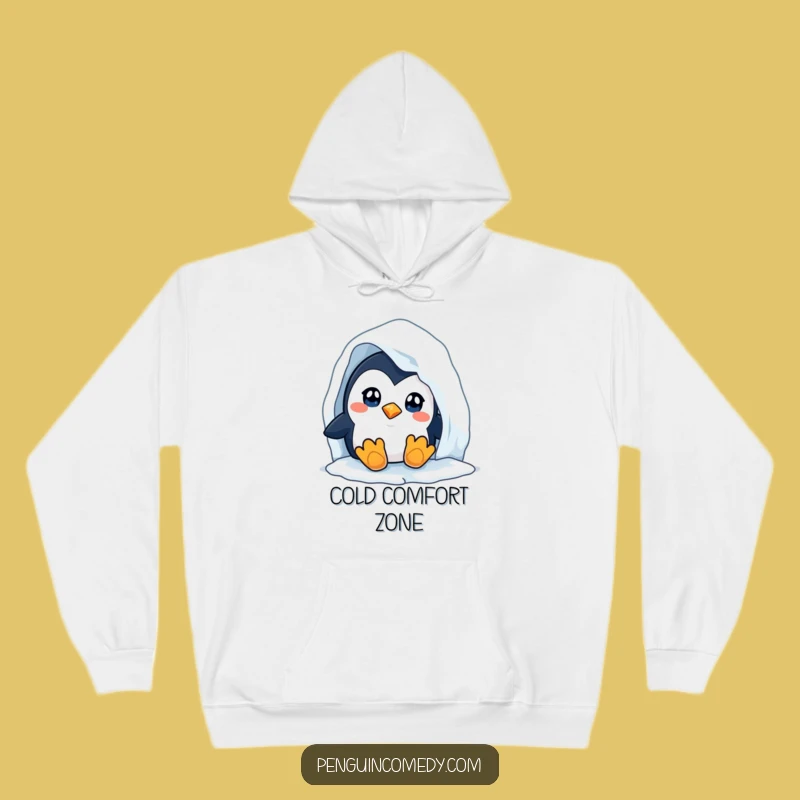Funny Hoodie - Cozy Curious Penguin Peeking, Warm Winter Gift Idea