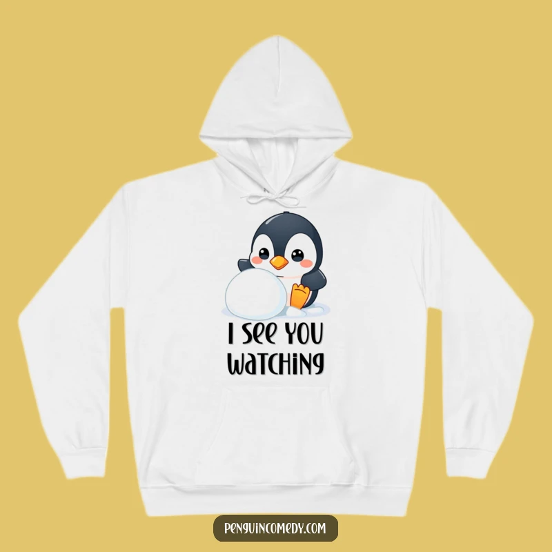 Funny Mischievous Penguin Hoodie - Cozy and Sneaky Winter Warmth Gift