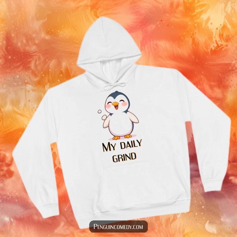 Funny Penguin Hoodie: A warm hoodie showcasing a delighted penguin expertly juggling three small pebbles with its flippers, bringing fun.