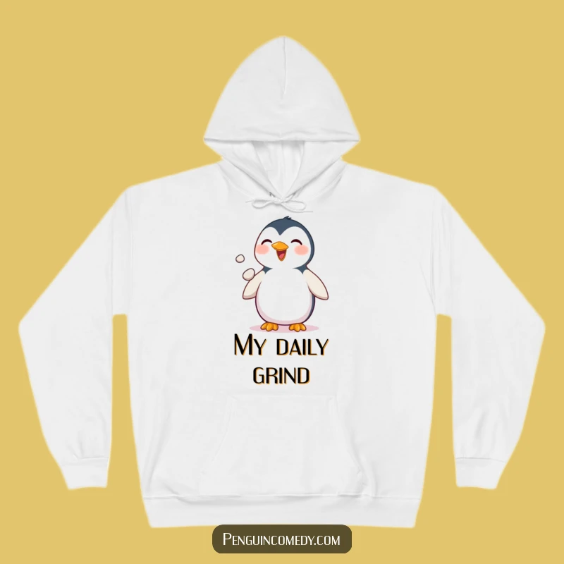 Funny Hoodie - Delighted Penguin Juggling Pebbles, Warm Playful Gift
