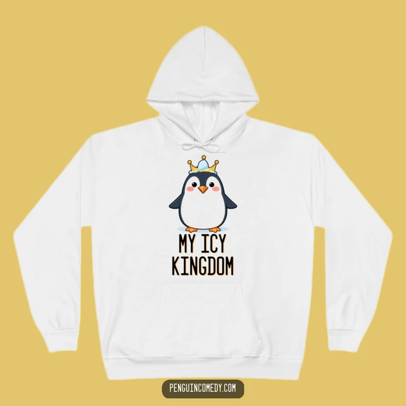 Funny Happy Penguin Crown Hoodie - Cozy and Regal Winter Warmth Gift