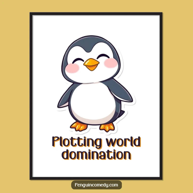 Free Printable Mischievous Penguin Grin Humorous Wall Art - Downloadable Decor