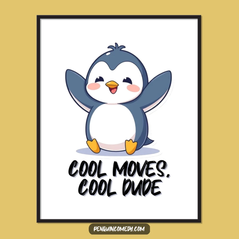 Free Printable Wall Art: Excited Penguin Flap Downloadable Decor for Whimsy