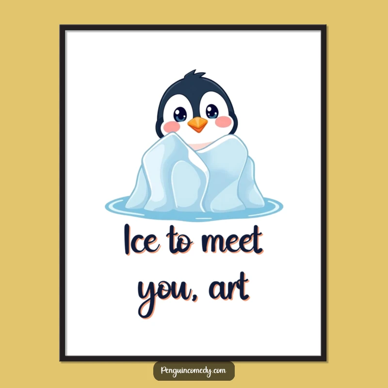 Free Printable Penguin Wall Art: Funny Icy Peek Downloadable Art Gift