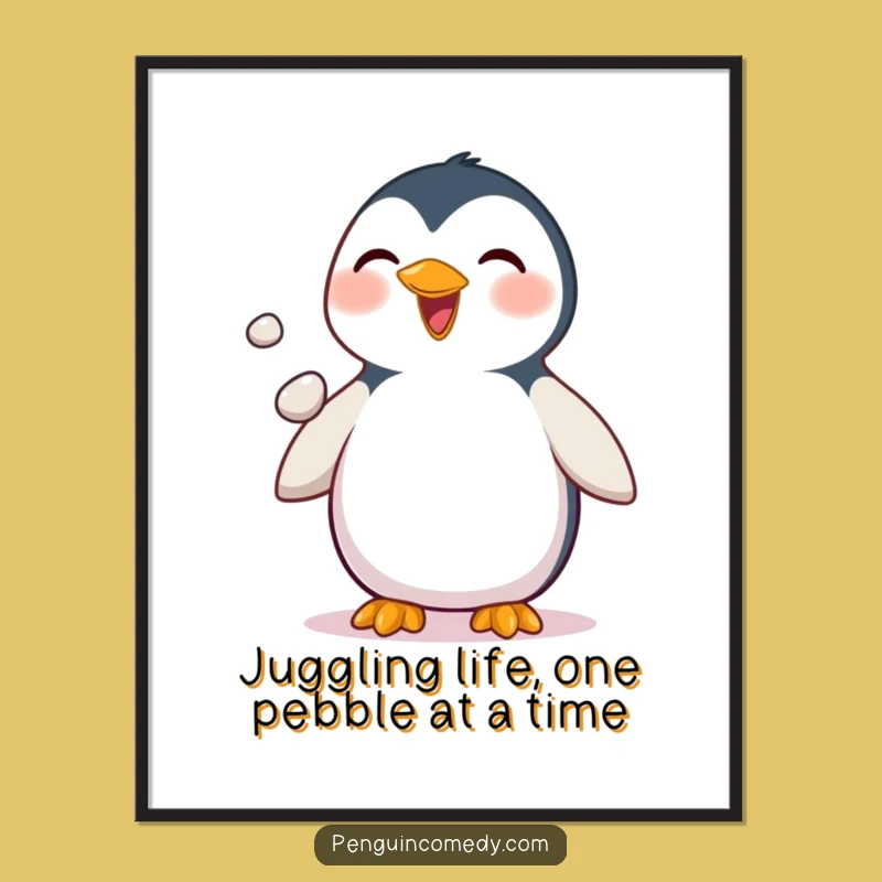 Free Printable Juggling Penguin Wall Art - Quirky Downloadable Decor for Penguin Lovers