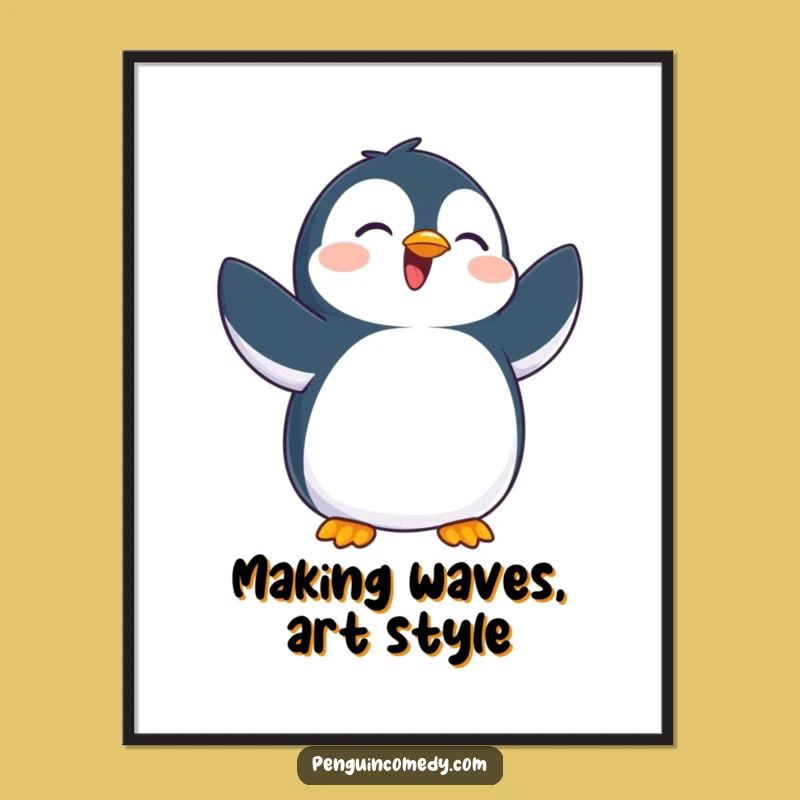 Free Printable Penguin Wall Art: Joyful Flipping Downloadable Art Gift