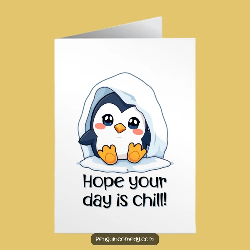 Free Printable Curious Penguin Birthday Card - Funny Downloadable Iceberg Peek Surprise Gift