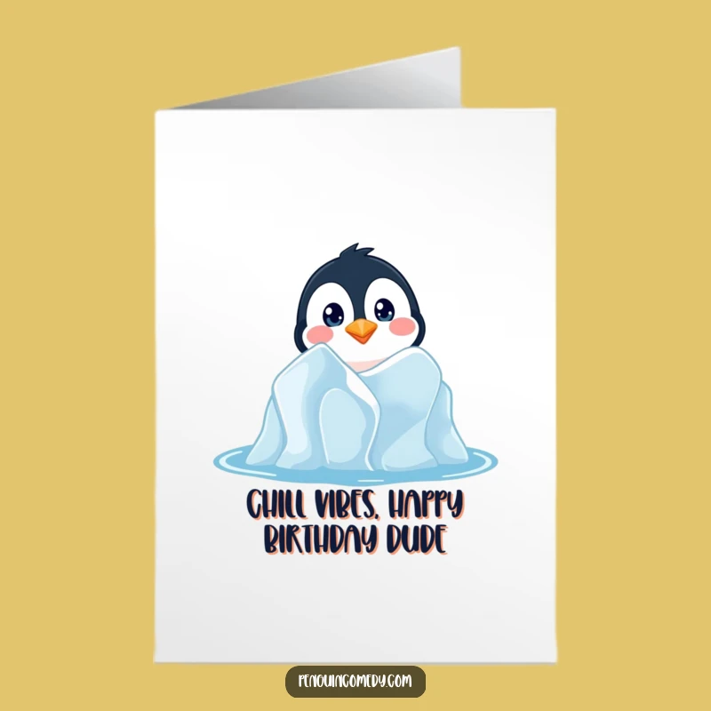 Free Printable Penguin Birthday Card: Funny Icy Peek Downloadable Gift for Him or Her