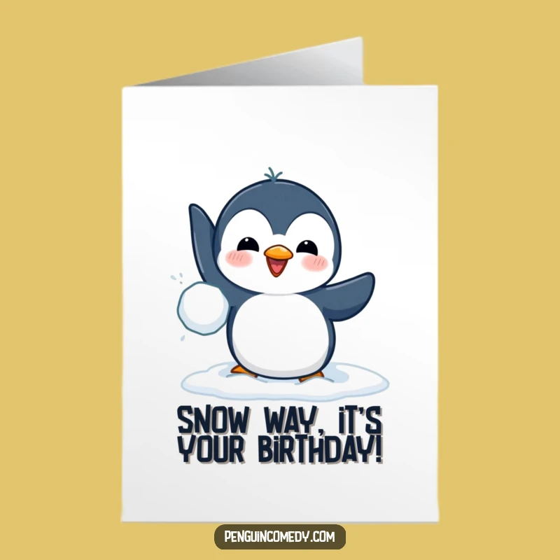 Free Printable Penguin Birthday Card: Funny Snowball Flipper Downloadable Gift