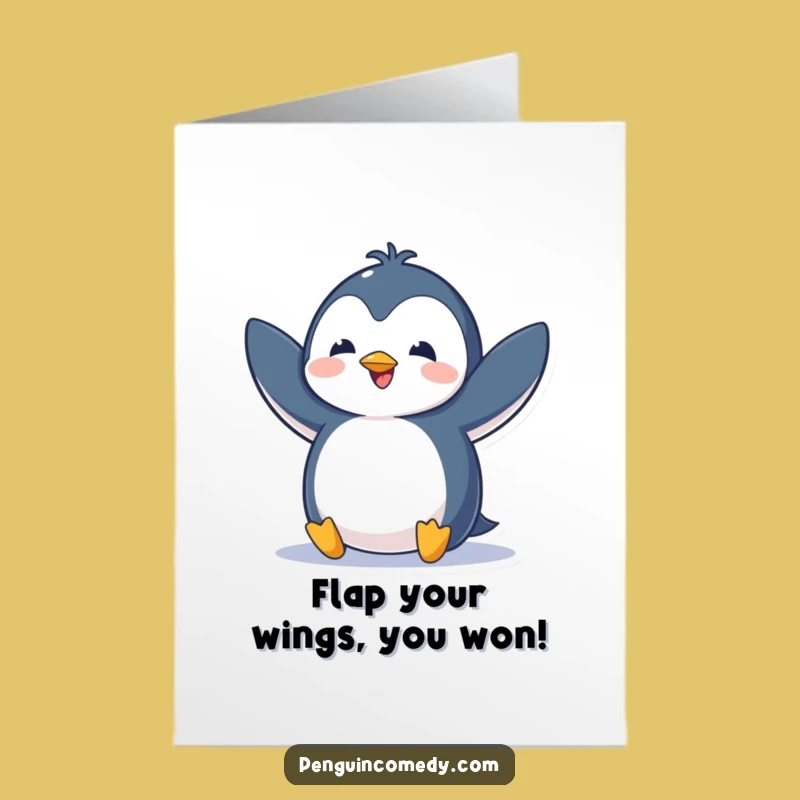 Free Printable Congrats Card: Excited Penguin Flap Downloadable for Achievements